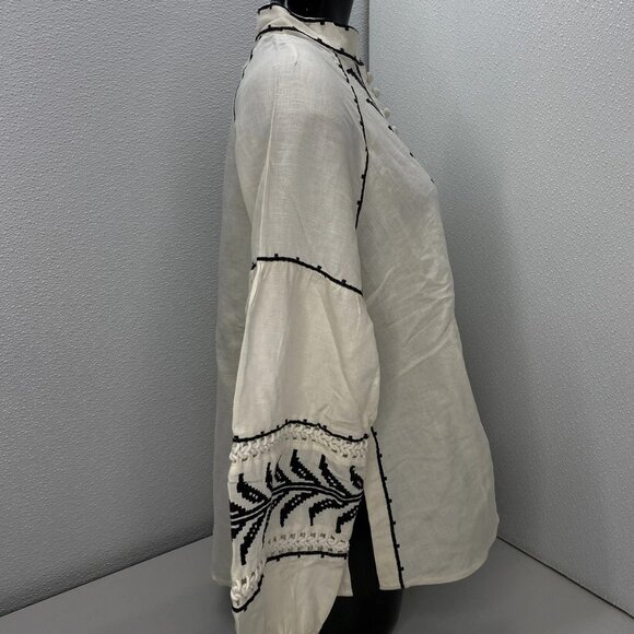 Scarlett Poppies Women’s Pallazzio Long Puff Sleeve Shirt Size XS Antique White - Picture 10 of 14